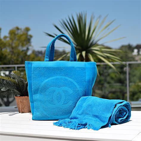 chanel beach bag with towel.